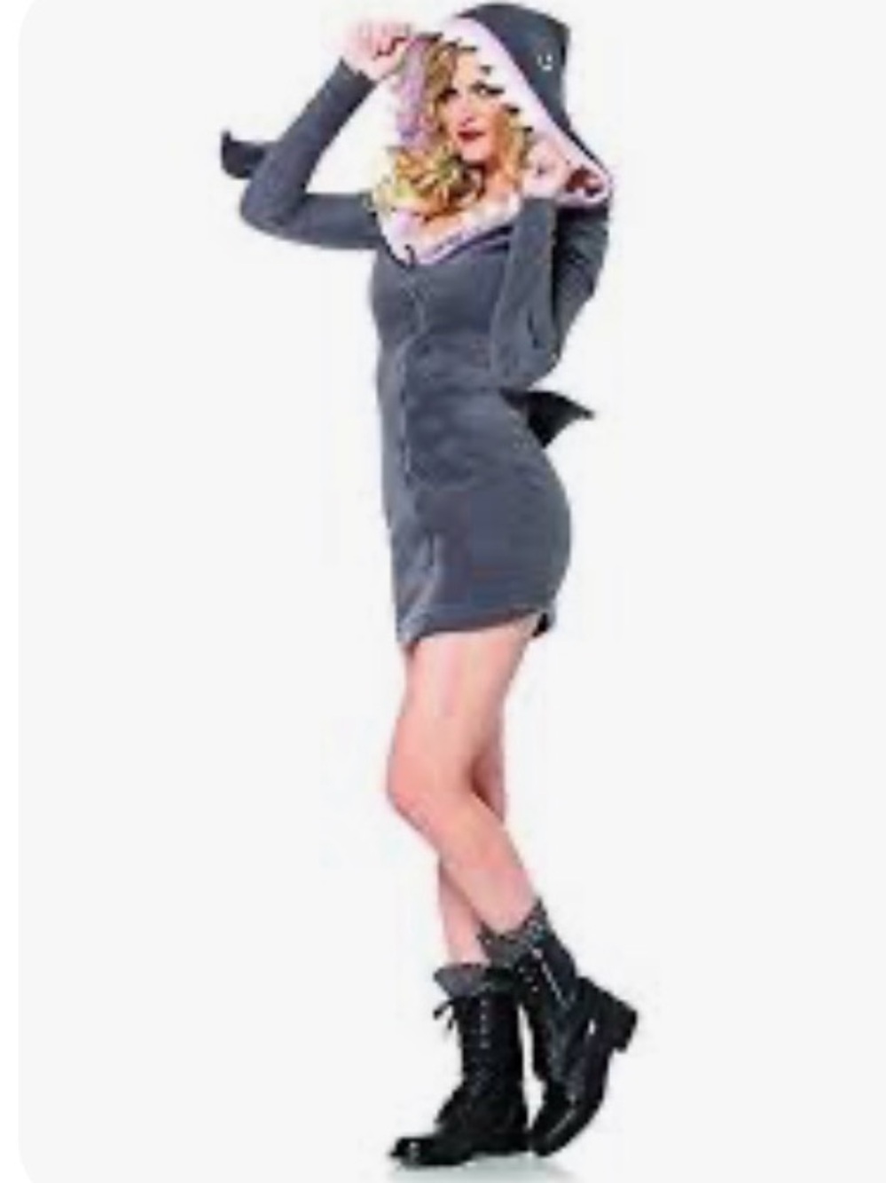 Leg Avenue Gray Shark Hooded Mini Dress Halloween